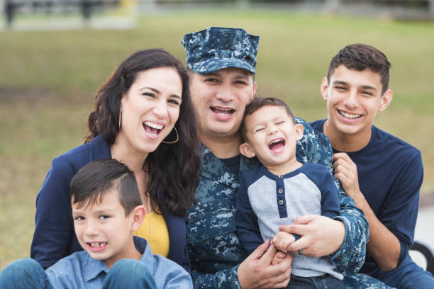 istock Hispanic military man with his family 680789584