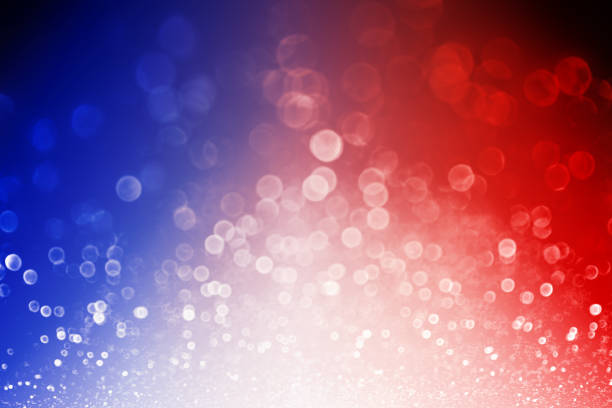 Patriotic Red White and Blue Explosion Background Abstract patriotic red white and blue glitter sparkle explosion background for celebrations, voting, July fireworks, memorial, labor day and elections bastille day photos stock pictures, royalty-free photos & images