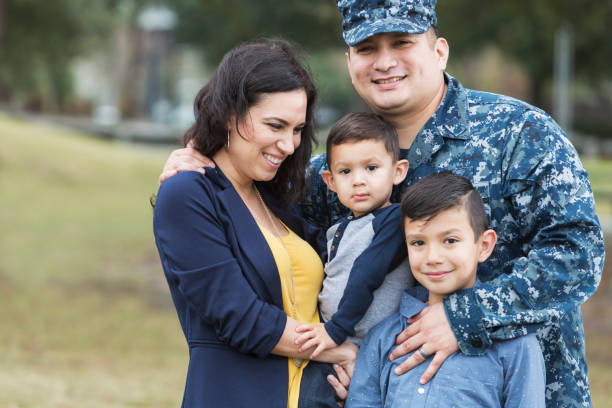 istock Hispanic military man with his family 680789760