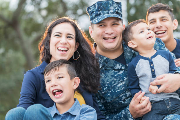 istock Hispanic military man with his family 680789916