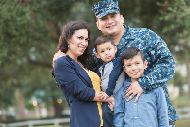 istock Hispanic military man with his family 680789918