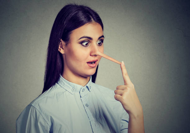 istock Liar woman with long nose 680793748