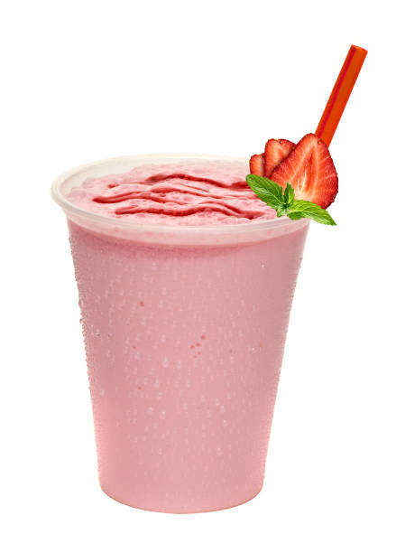 istock Strawberry milkshake with sauce in take away cup 680794252