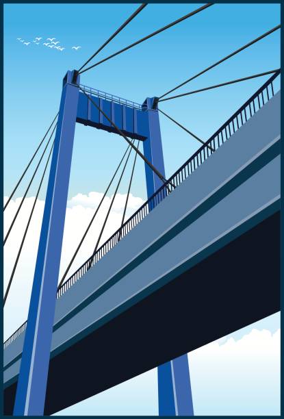 ilustrações de stock, clip art, desenhos animados e ícones de cable-stayed bridge - cable stayed bridge illustrations