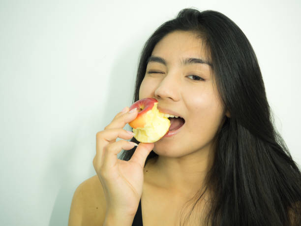 istock Asian woman and apple 680818642