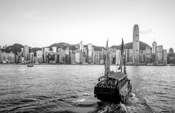 istock Hong Kong Harbor View with Black and white color 680819316