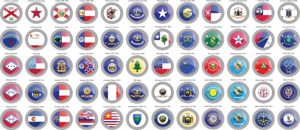 States of the USA flags. Set of icons. States of the USA flags. Vector. governor stock illustrations
