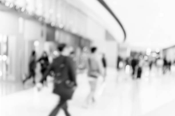 istock Abstract blur shopping mall interior and retail store for background with B&w tone 680819966