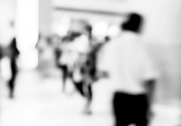 istock Abstract blur shopping mall interior and retail store for background with B&w tone 680820014