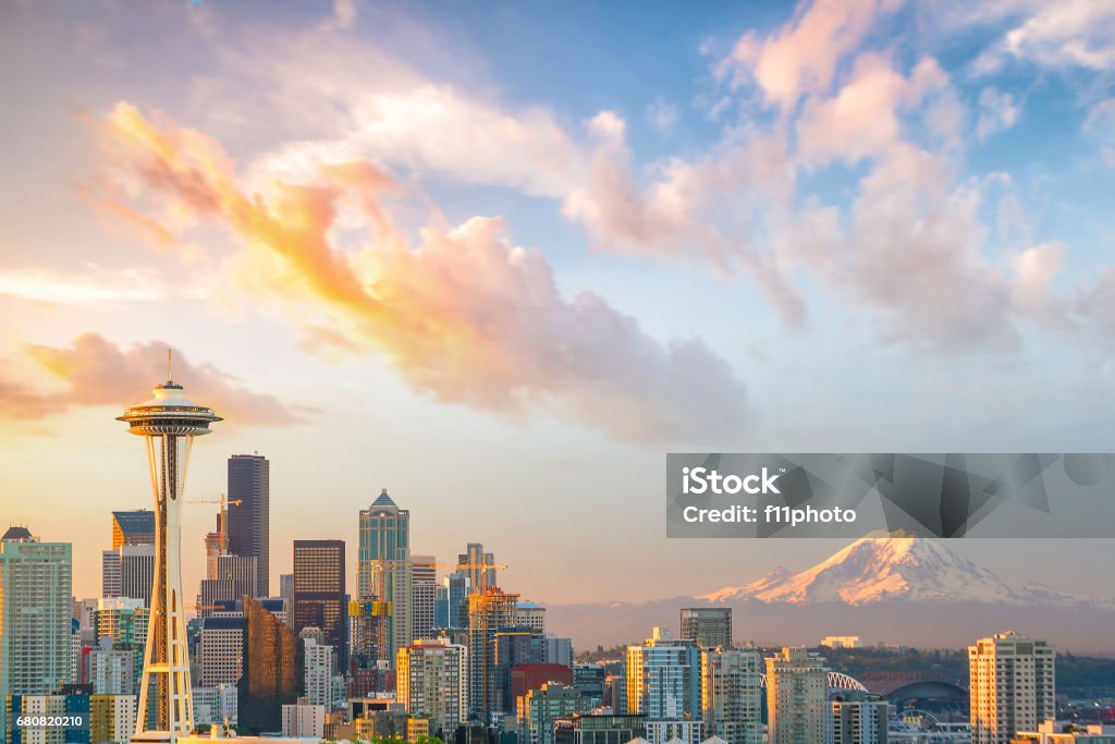 View of downtown Seattle skyline View of downtown Seattle skyline in Seattle Washington, USA Seattle Stock Photo