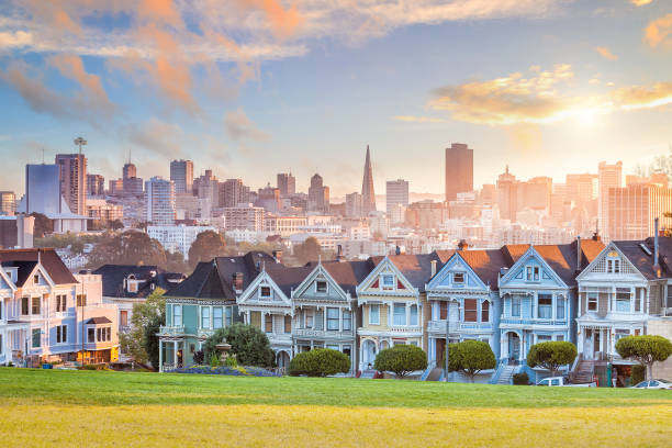istock Famous view of San Francisco at Alamo Square 680820264