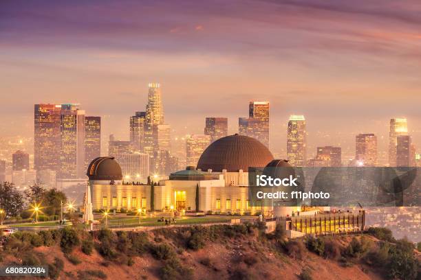 The Griffith Observatory And Los Angeles City Skyline At Twilight Stock Photo - Download Image Now