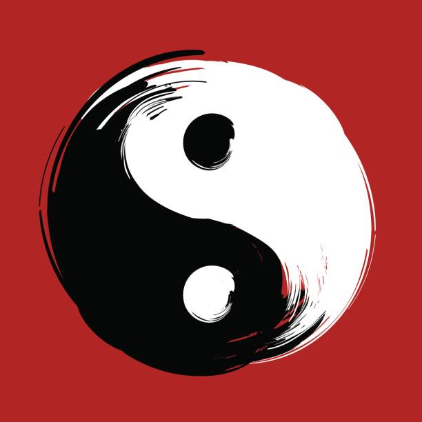 istock hand drawn with brush swirl spiral yin yang symbol 680826406