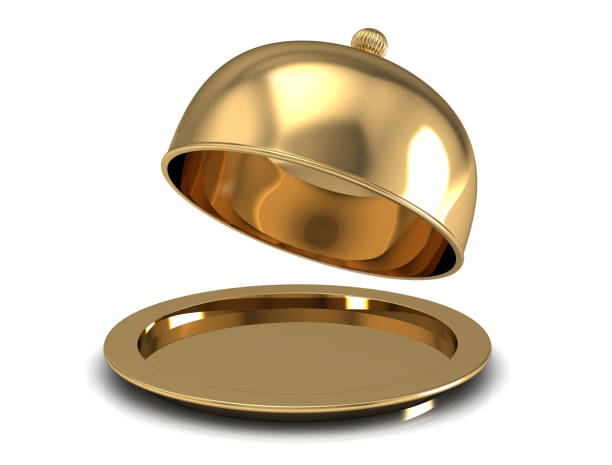 istock Opened restaurant cloche on white background.3d render. 680827274