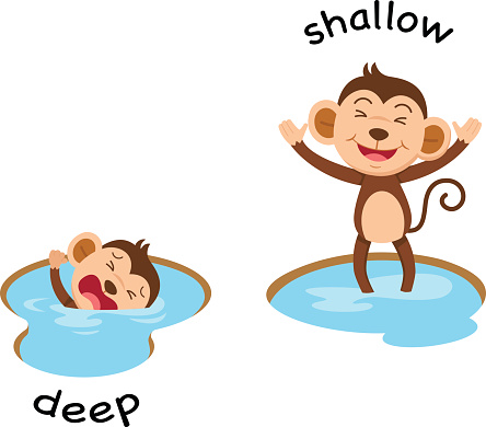 Opposite words deep and shallow vector illustration