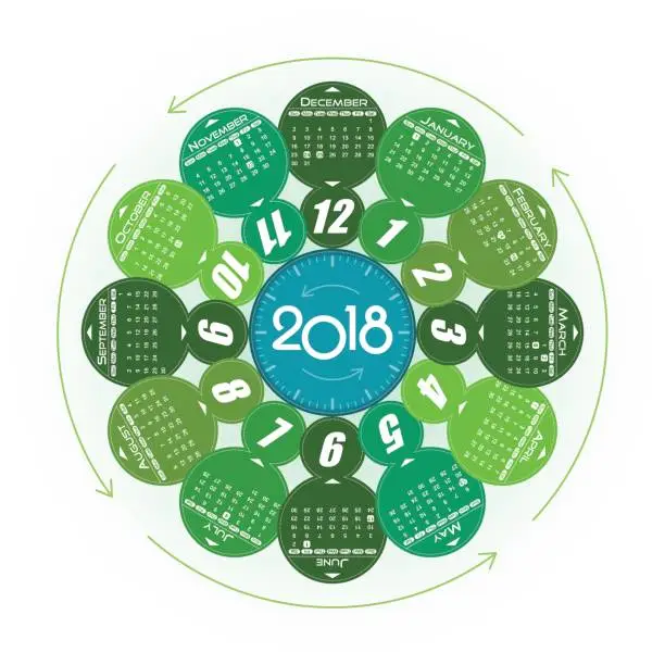 Vector illustration of Vector Year of 2018 Calendar
