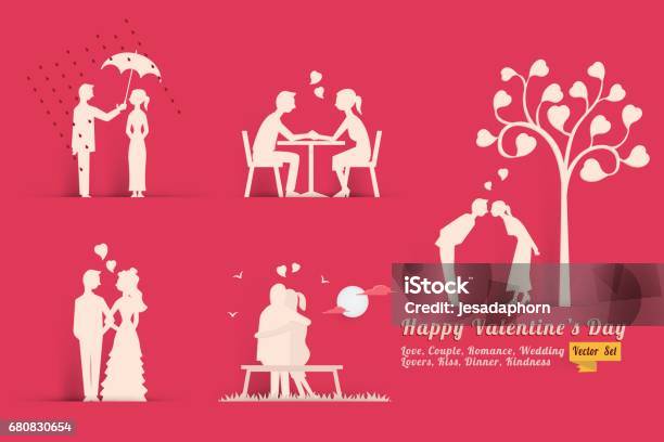 Ensemble De Concept De Jour De Valentine Damour Vecteurs libres de droits et plus d'images vectorielles de Dîner - Dîner, Tous types de couple, Saint Valentin