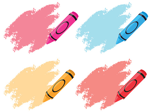Crayons in four colors illustration