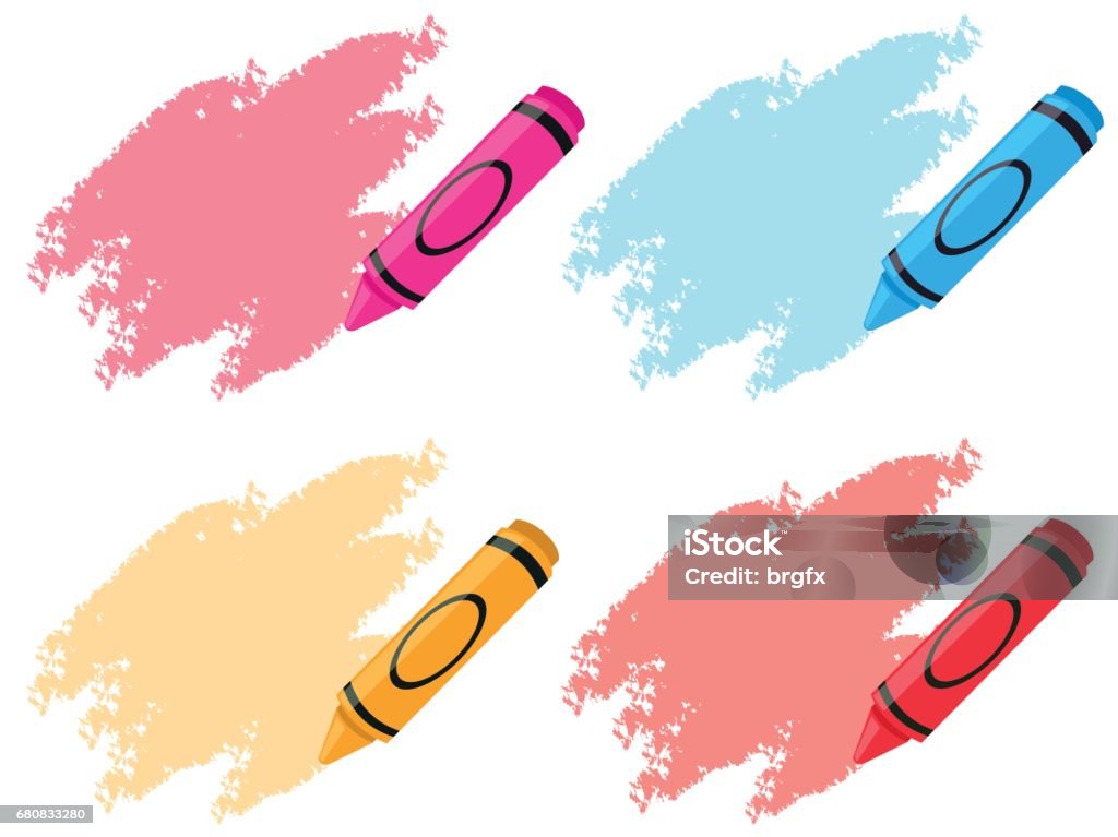 Crayons in four colors Crayons in four colors illustration Crayon stock vector