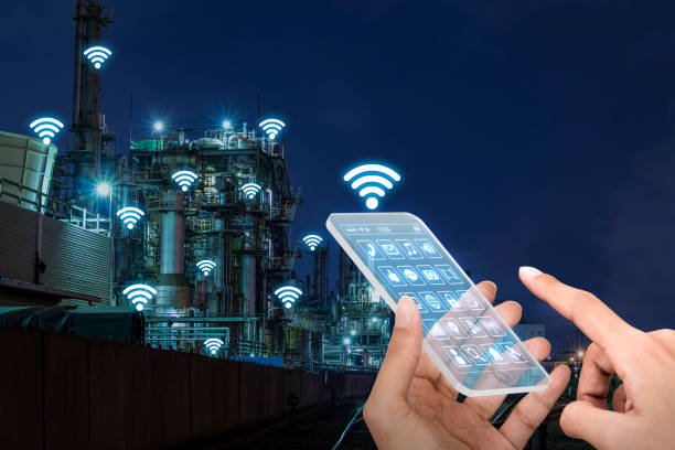 istock futuristic smart phone and wireless communication network, smart factory, industry4.0, Internet of Things, abstract image visual 680847394