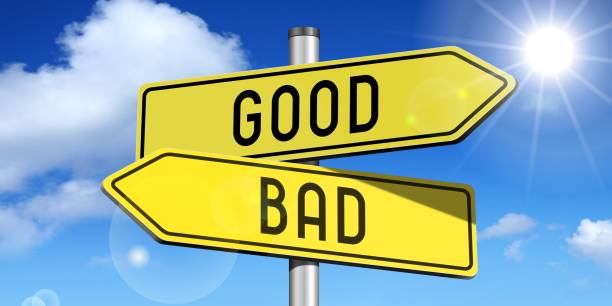 istock Good, bad - yellow road-sign 680849658