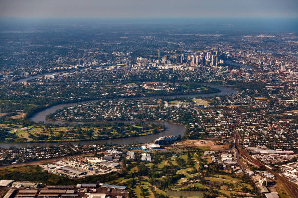 istock Aerial panoramic view of Brisbane CBD, Australia 680850308