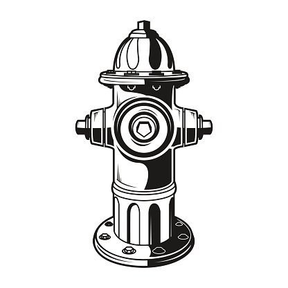 fire hydrant on the white background, monochrome style, vector