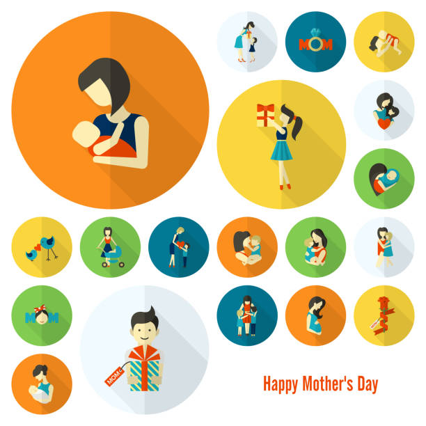 Happy Mothers Day Icons vector art illustration