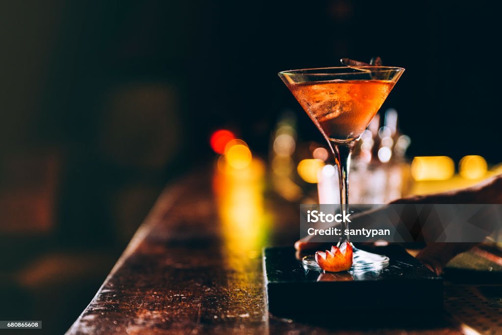 Cocktail drink on night club. Cocktail Stock Photo