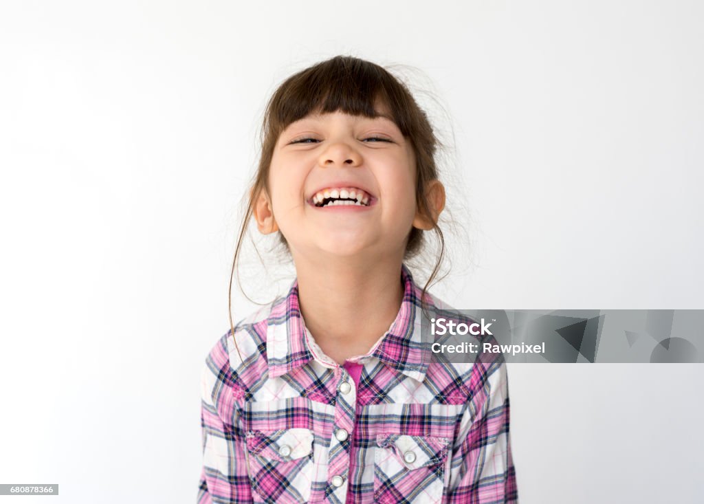 Mixed race girl big smile head shot portrait Child Stock Photo