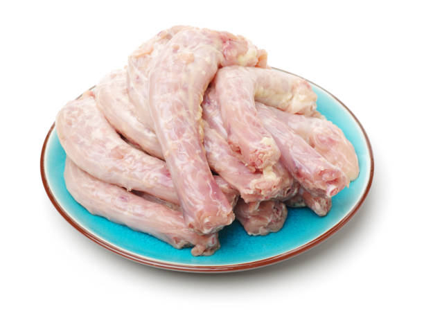 istock Raw chicken neck，Chicken meat macro isolated on white background 680883280