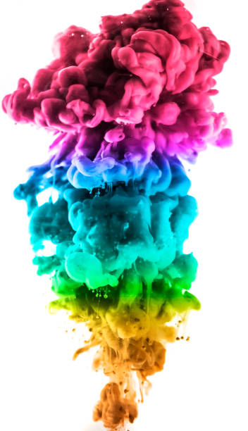 istock Acrylic colors and ink in water. Abstract frame background. Isolated on white. 680887230