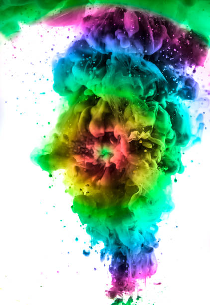 istock Acrylic colors and ink in water. Abstract frame background. Isolated on white. 680887380