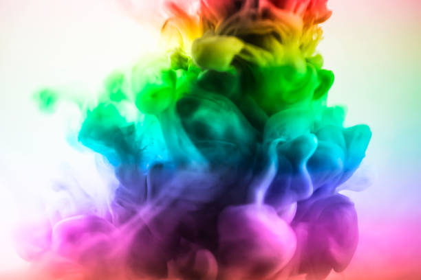 istock Acrylic colors and ink in water. Abstract frame background. Isolated on white. 680888900