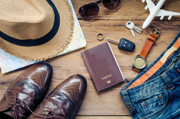 istock Travel Clothing accessories apparel along for the men 680896996