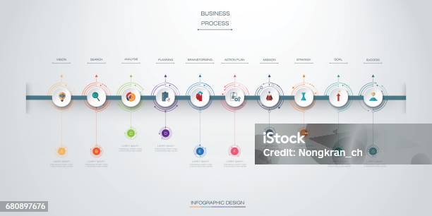 Vector Infographics Timeline Design Stock Illustration - Download Image Now - Infographic, Timeline - Visual Aid, Flow Chart