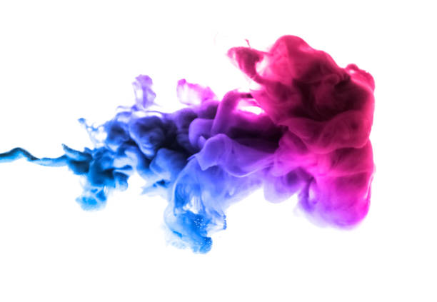Acrylic colors and ink in water. Abstract frame background. Isolated on white