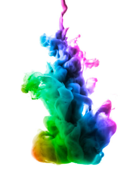 istock Acrylic colors and ink in water. Abstract frame background. Isolated on white 680898056
