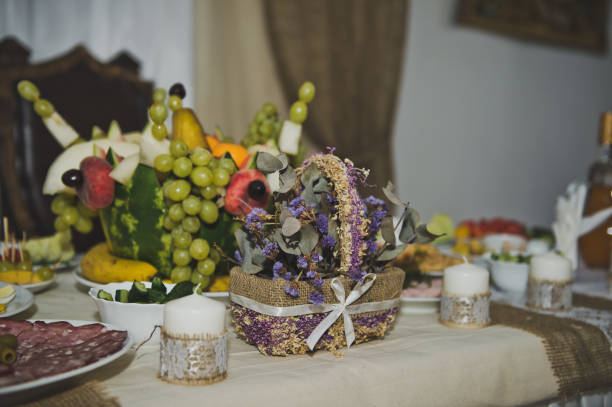 istock Decorations for the festive table of flowers and fruit 5014. 680913966