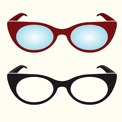 Oval hipster glasses icons, black and white, colorful