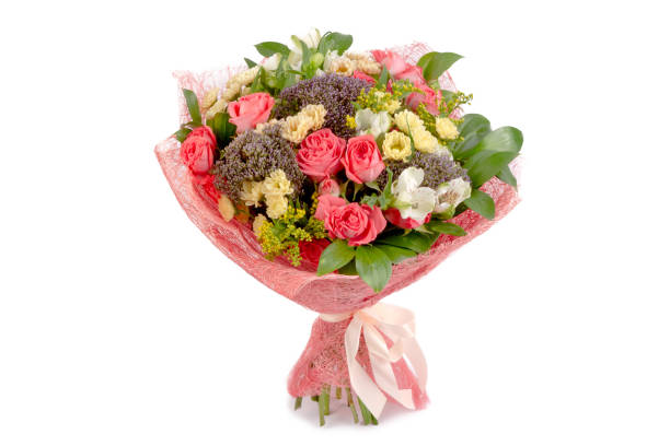 istock Bright buketny composition from fresh flowers, the white isolated background 680915686