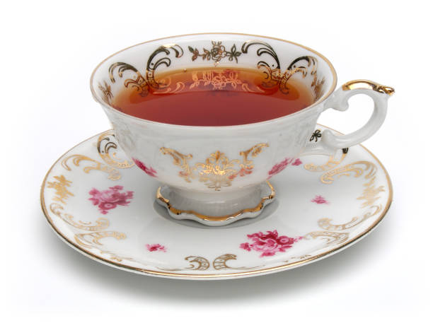 copo de chá antigo - british culture elegance london england english culture - fotografias e filmes do acervo