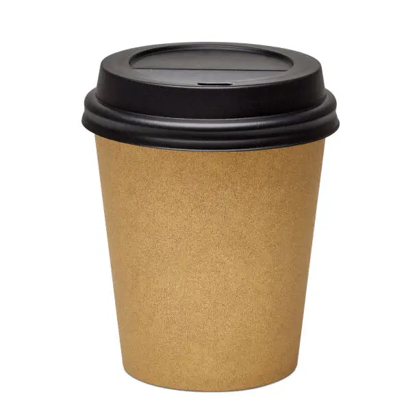 Blank takeaway coffee cup with clipping path isolated on white background