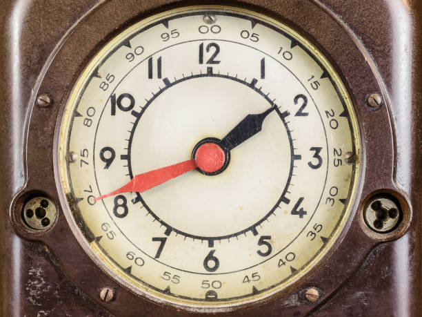 istock Close up of a vintage brown bakelite clock 680923456