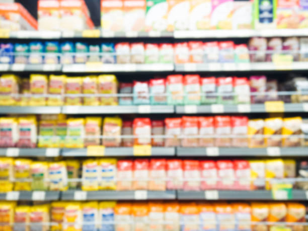 istock Blurred shelves with cereals in supermarket 680955984