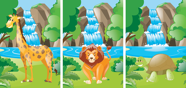 Forest Scene With Wild Animals Stock Illustration - Download Image Now -  Animal, Animal Wildlife, Art - iStock