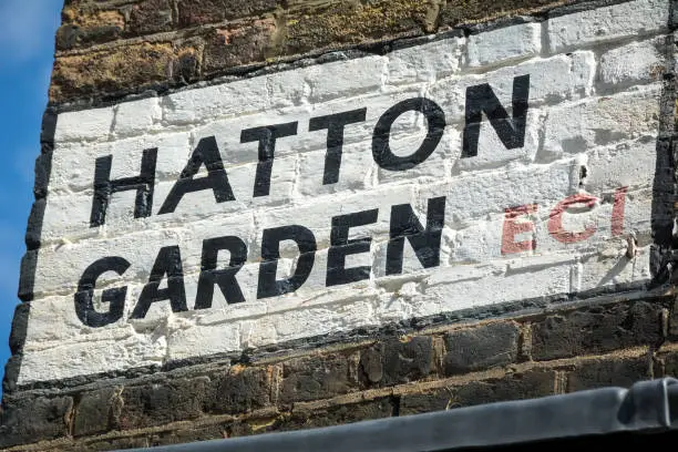 Photo of Hatton Garden street sign on London street corner