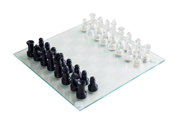 istock Glass chess game board an pieces 680984370
