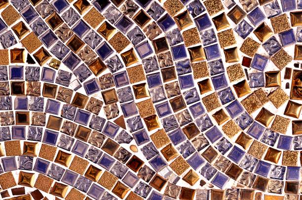 Cement floor decorated with glass colorful for texture background