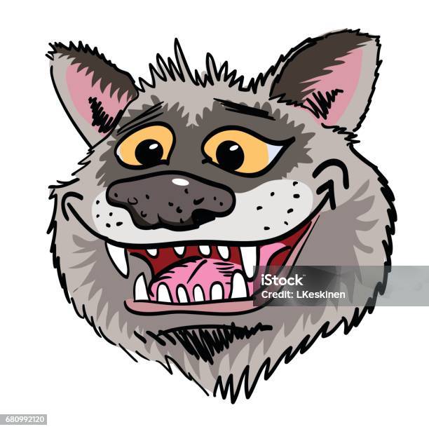 Cartoon Image Of Grinning Wolf Face Stock Illustration - Download Image Now  - Animal, Animals In The Wild, Art And Craft - iStock